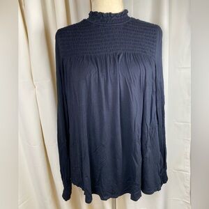 Cable & Gauge Black Smocked Blouse